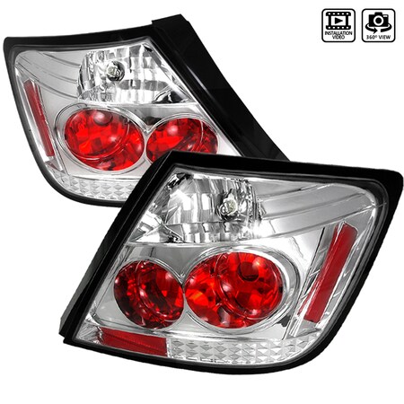 Spec-D Tuning Tail Lights Brake Lamps Chrome Housing Clear Lens Compatible with 2004-2010 Scion tC, Left + Right Pair Assembly